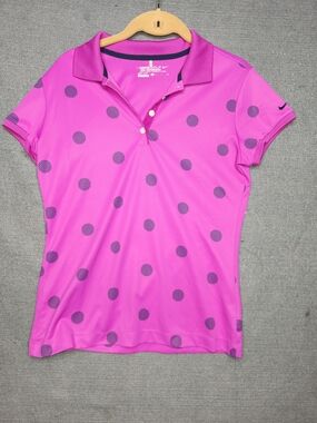 Nike Women's Pink Polka Dot Polo Top